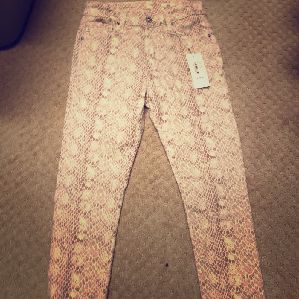 AG high rise snake skin pattern jean